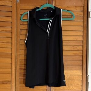 Women’s Puma Black Athletic Tank Top with White Trim